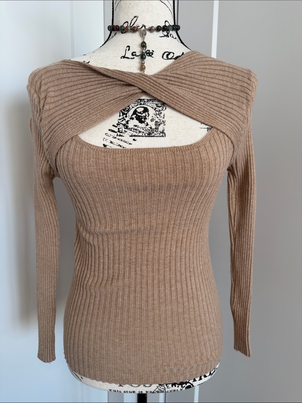 Ribbed Cross-Front Top